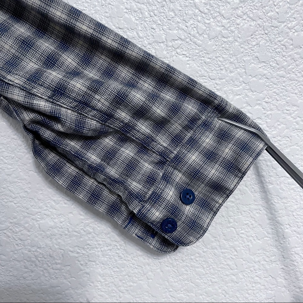 Patagonia Organic Cotton Plaid Long Sleeve Men's Medium Light Brown/Dark Blue - Picture 8 of 15